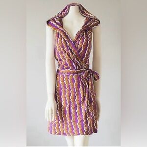 DVF 100% silk wrap dress with hood